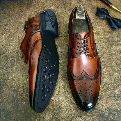 Genuine Leather Brogue Business Formal Wear Leather Shoes