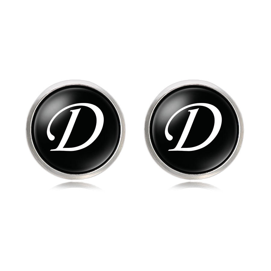 Letter Time Gem French Cufflinks Silver Men's Shirt Cufflinks
