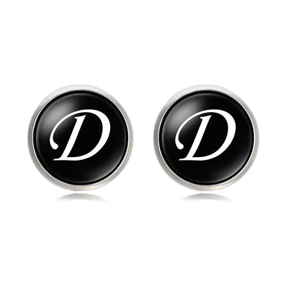 Letter Time Gem French Cufflinks Silver Men's Shirt Cufflinks
