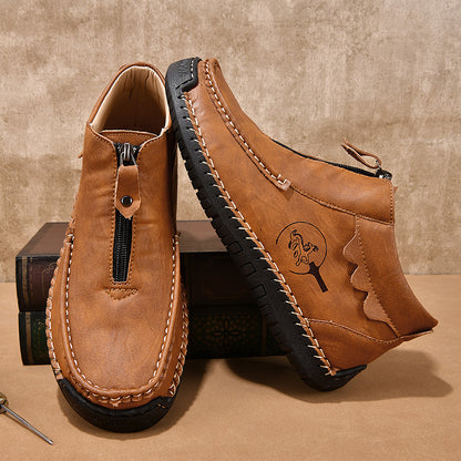 Slip-on Men's Leather Shoes Low-top Plus Size Loafers