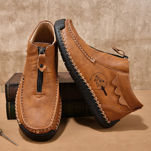 Slip-on Men's Leather Shoes Low-top Plus Size Loafers