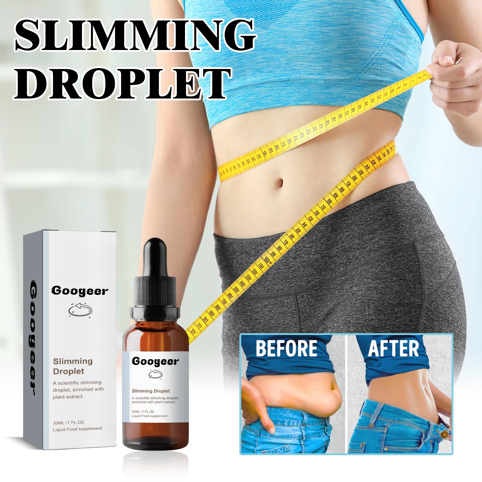 Googeer Toning Drops Skin, Belly Growth, Waist And Body Toning Oral Body Contouring Drops