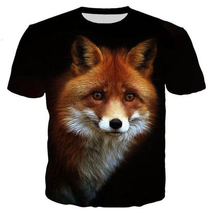 3D Lightning Cat Digital Print Loose Short Sleeve