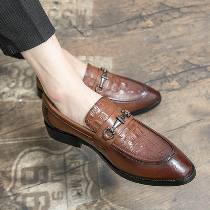 Business Formal Wear Slip-on Leather Shoes 46 Pointed Wedding Groom's Shoes