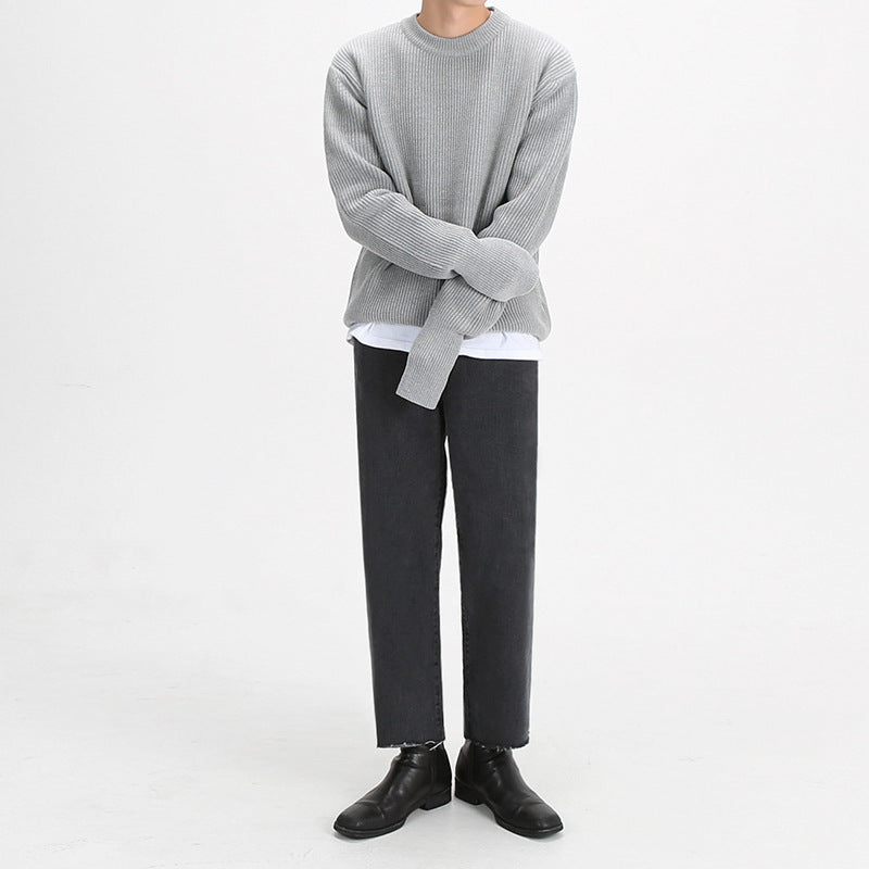 New Korean Style Trendy Loose Round Neck Knitted Coat