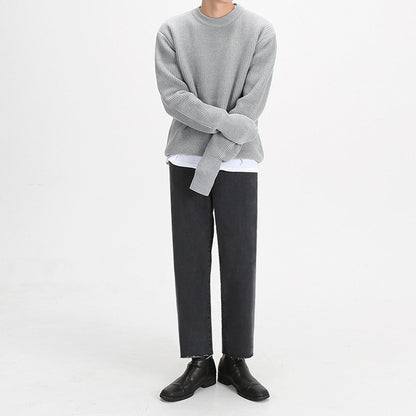 New Korean Style Trendy Loose Round Neck Knitted Coat