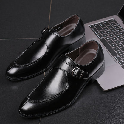 Men's leather toe cap British formal shoes
