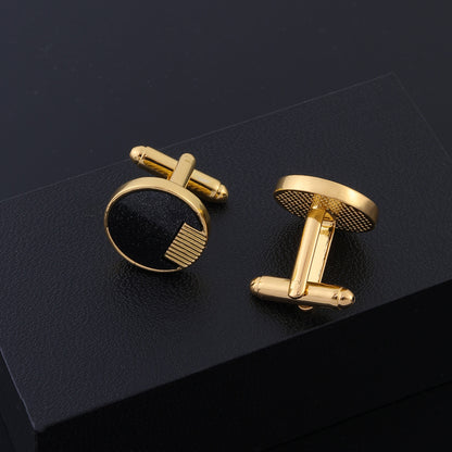Round Black French Shirt Cufflinks