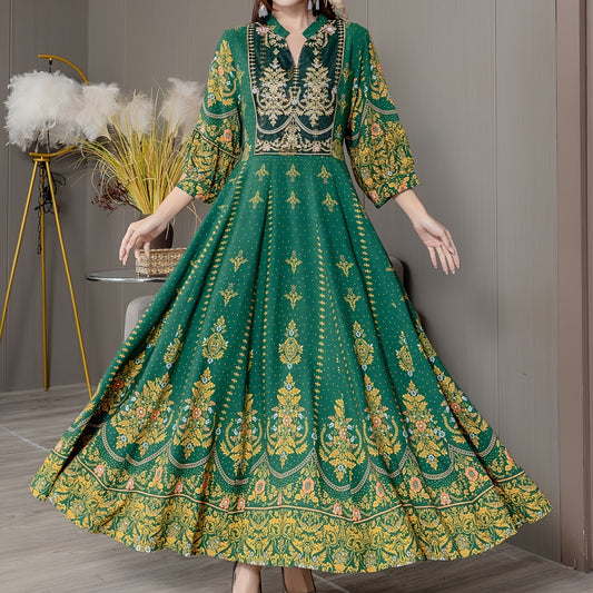 Ethnic Style Embroidered Large Swing Bohemian Style Dress Women