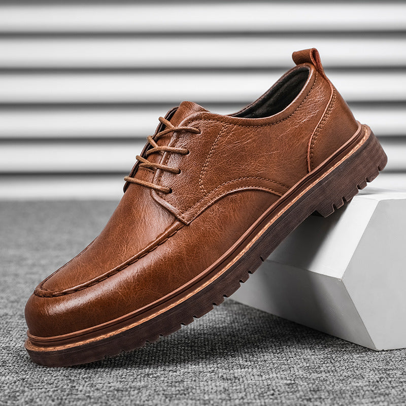 Tooling Casual Leather Shoes All-matching British Leather Shoes
