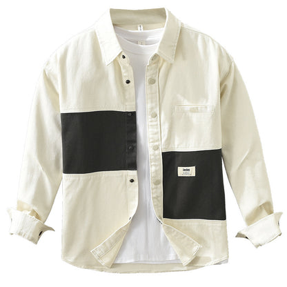 Workwear Stitching Men's Fashion Casual Versatile Artistic Loose Top