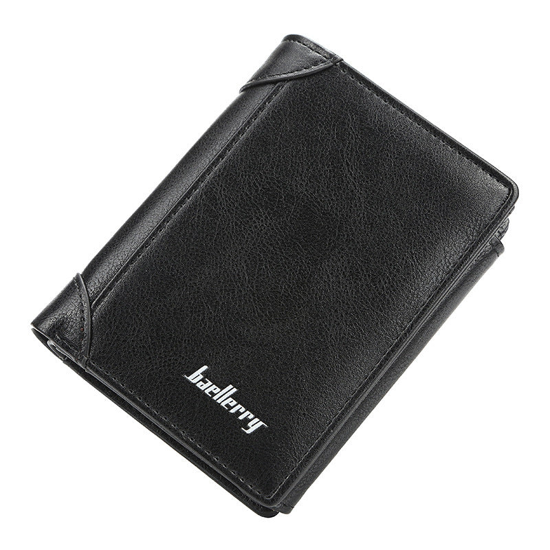 Wallet Men's Short Korean Version Of The Vertical Multi-card Position Three-fold Small Wallet Thin Buckle Coin Purse