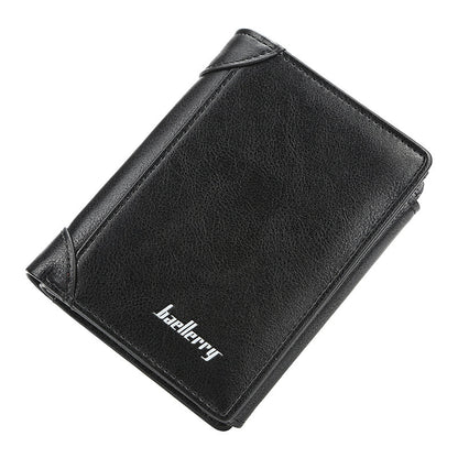 Wallet Men's Short Korean Version Of The Vertical Multi-card Position Three-fold Small Wallet Thin Buckle Coin Purse