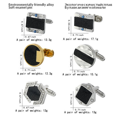 Round Black French Shirt Cufflinks