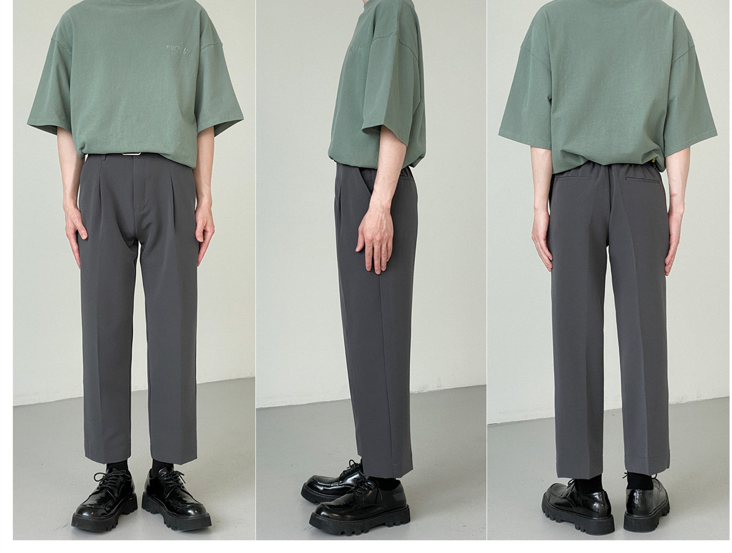 Men's Straight Grey Suit Pants