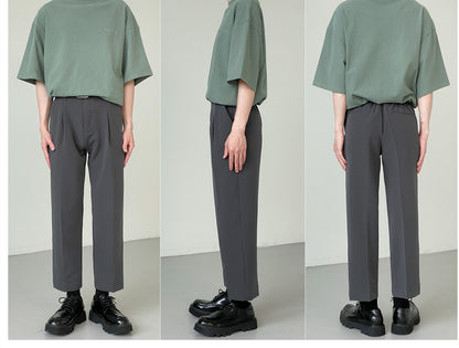 Men's Straight Grey Suit Pants