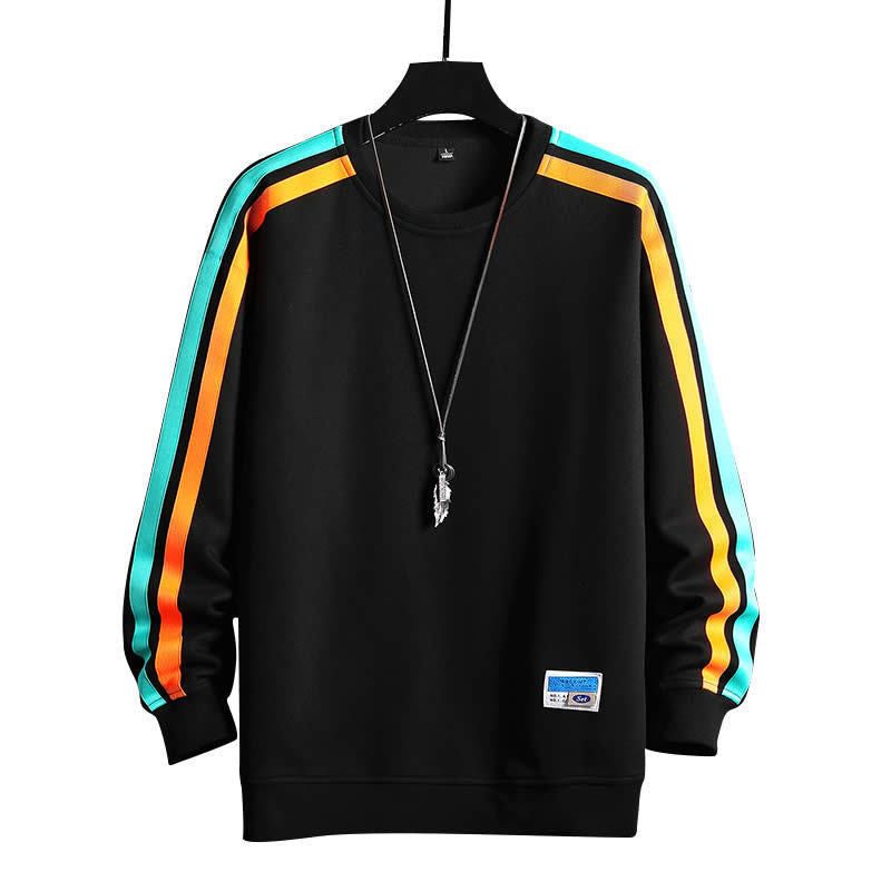 Men's Fashion Casual Round Neck Striped Long-sleeved Sweater