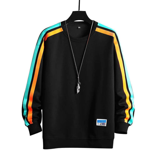 Men's Fashion Casual Round Neck Striped Long-sleeved Sweater