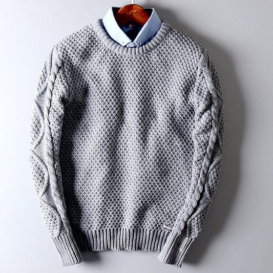 Men's Round Neck Twist Sweater Warm Bottoming Shirt