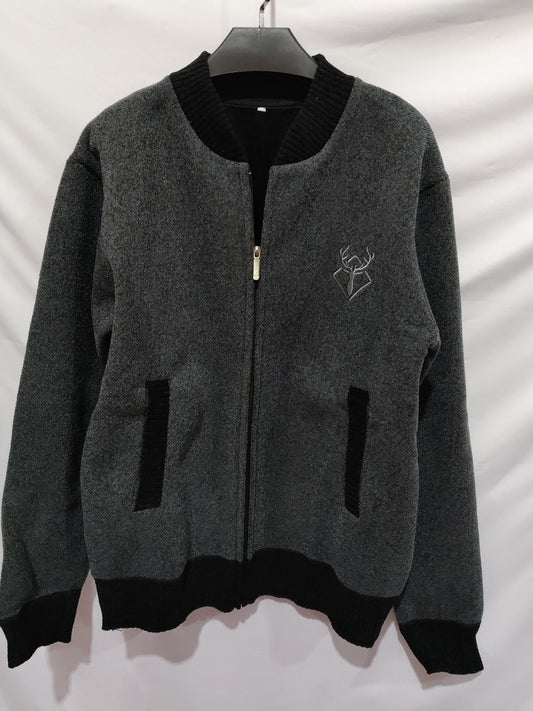 Men's Slim Stand Collar Elk Embroidered Coat