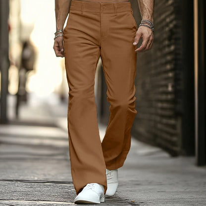 Men's Formal Corduroy Diagonal Pocket Solid Color Slim Fit Bell-bottom Pants