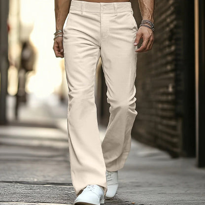 Men's Formal Corduroy Diagonal Pocket Solid Color Slim Fit Bell-bottom Pants