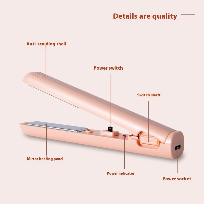 Hair Curler And Straightener Dual-use Portable Usb Interface Mini Hair Styling Iron