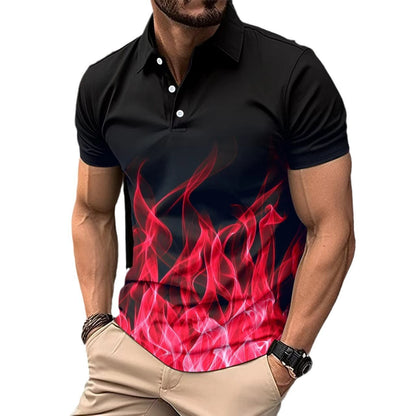 Button Flame Gradient Color Short Sleeve