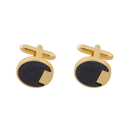 Round Black French Shirt Cufflinks