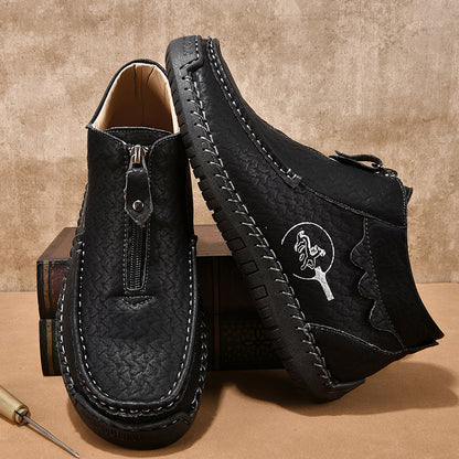 Slip-on Men's Leather Shoes Low-top Plus Size Loafers