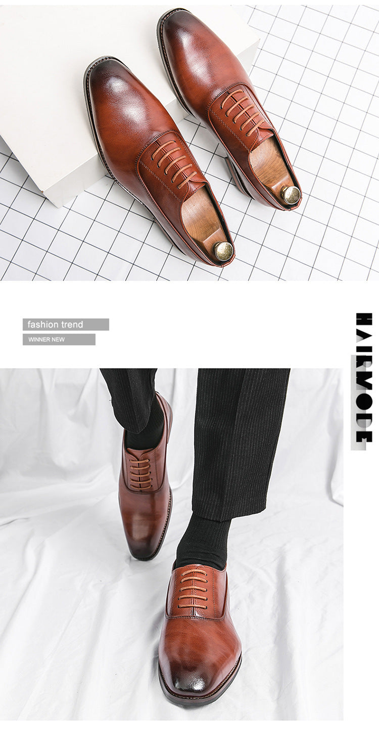 Men's Formal Leather Lace-up Rubber Sole Business Men's Shoes Gentleman