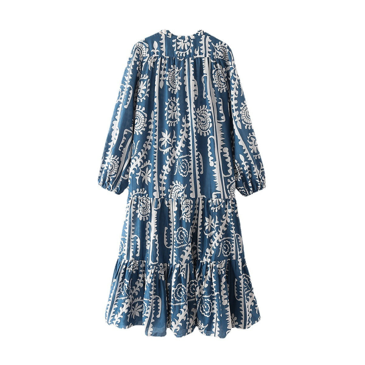 European And American Women's Clothing Fashionable Temperament Layered Stitching Printing Dress