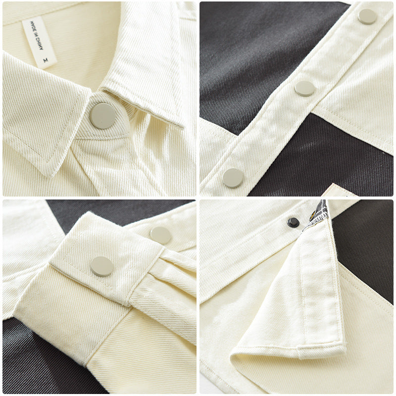 Workwear Stitching Men's Fashion Casual Versatile Artistic Loose Top