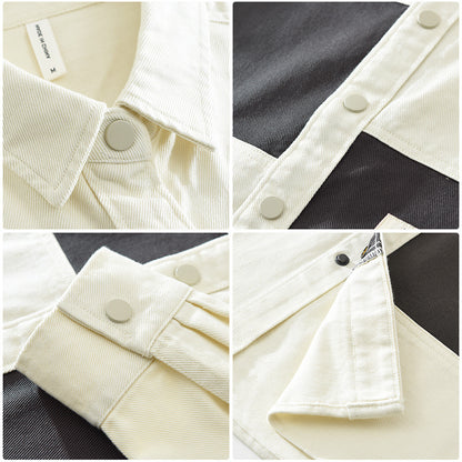 Workwear Stitching Men's Fashion Casual Versatile Artistic Loose Top