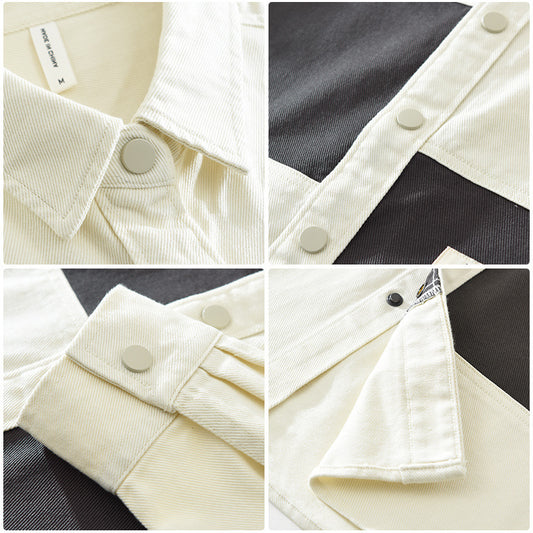 Workwear Stitching Men's Fashion Casual Versatile Artistic Loose Top