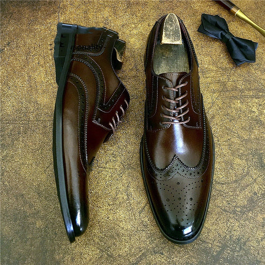 Genuine Leather Brogue Business Formal Wear Leather Shoes